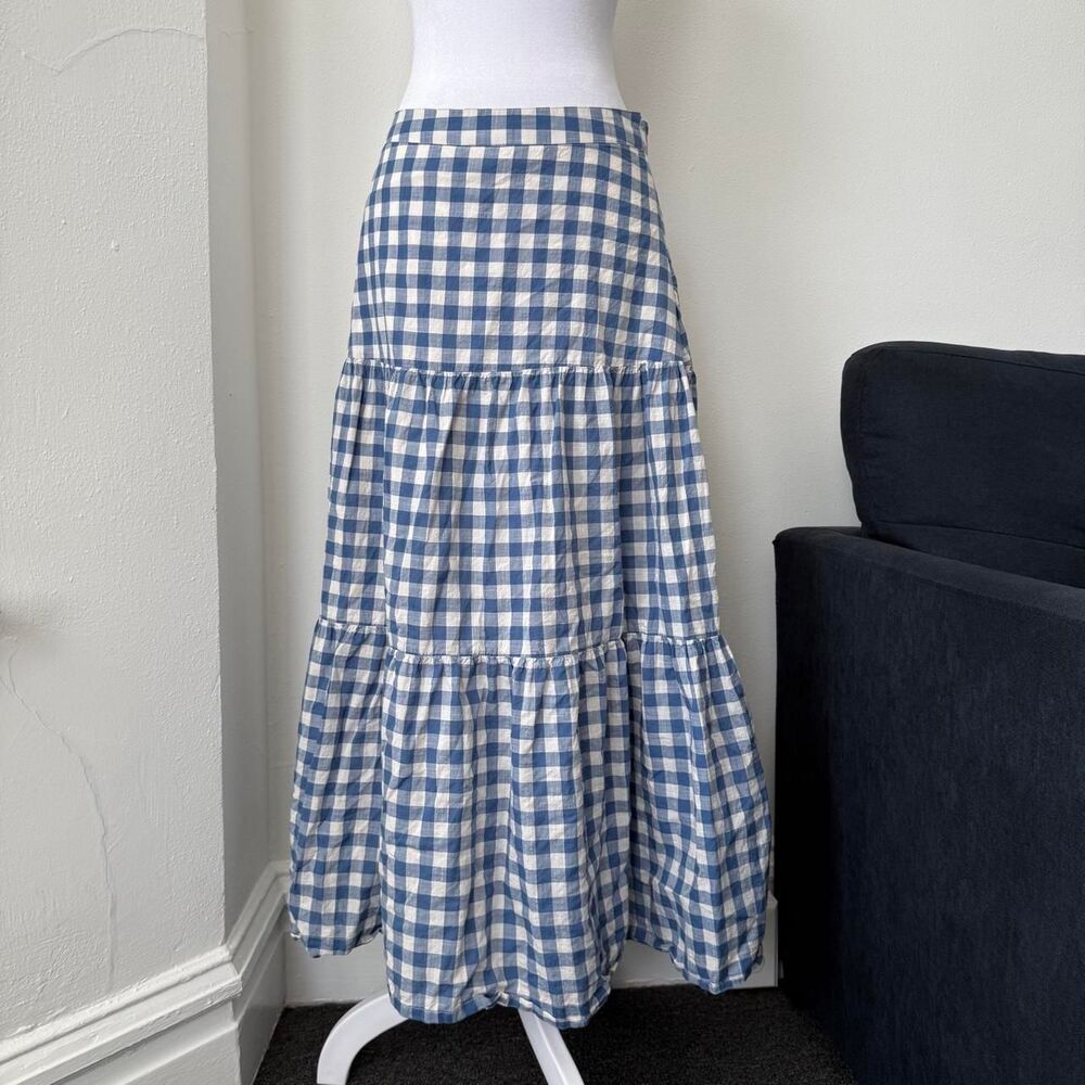 Gap gingham tiered maxi skirt